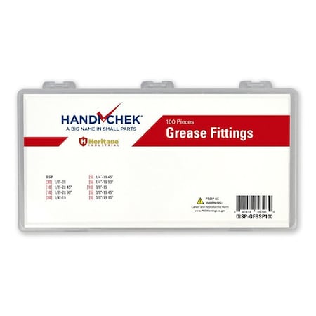 Heritage Industrial Grease Fittings BSP Assort, 100 pcs DISP-GFBSP100